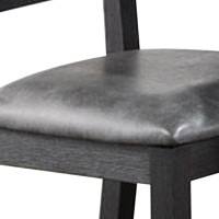 Side Chair with Leatherette Seat and Panel Cushioned Back, Set of 2, Gray