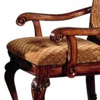 Arm Chair with Fabric Seat and Crown Top, Set of 2, Brown