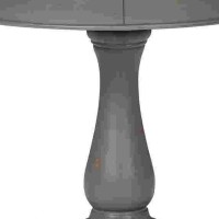 Wooden Accent Table with Round Tabletop, Gray and Brown