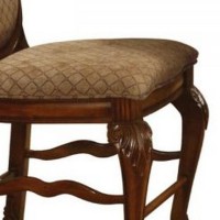 Counter Height Chair with Fabric Seat and Crown Top, Set of 2, Brown