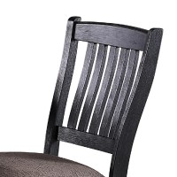 Chair with High Slatted Back Design, Set of 2, Dark Brown