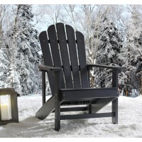 EFURDEN Adirondack Chair, Polystyrene, Weather Resistant & Durable Fire Pits Chair for Lawn and Garden, 350 lbs Load Capacity with Easy Assembly (Black, 1 pc)