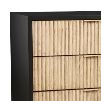 Accent Chest with 3 Corrugated Drawers and Metal Base, Black