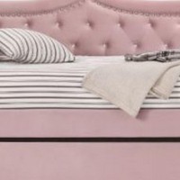 Daybed with Button Tufted Back and Rolled Arms, Pink