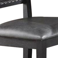 Counter Height Chair with Leatherette Seat and Panel Back, Set of 2, Gray