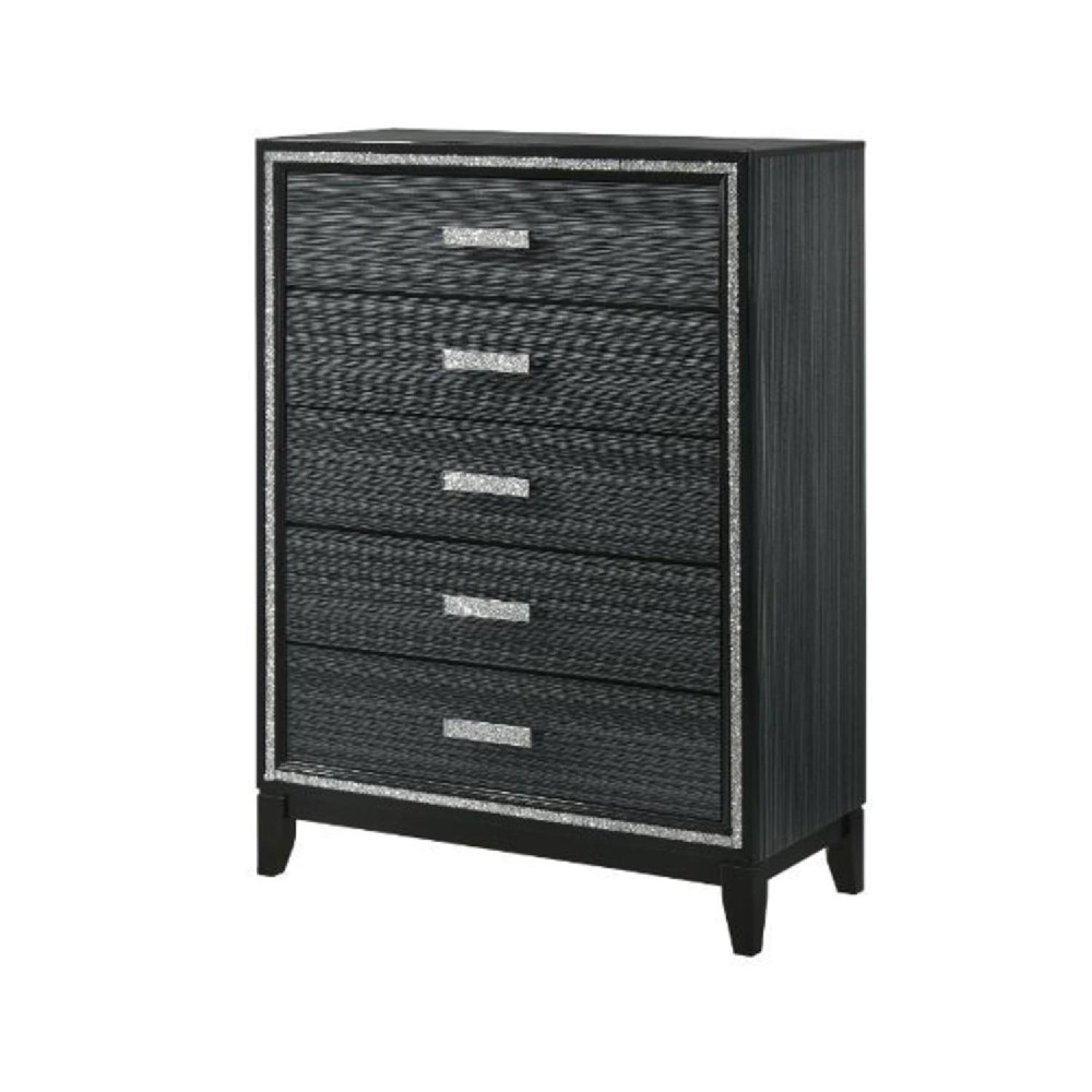 Chest with 5 Drawers and Shimmering Trim, Weathered Black