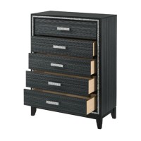 Chest with 5 Drawers and Shimmering Trim, Weathered Black