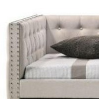Full Daybed with Chesterfield Style and Trundle, Beige