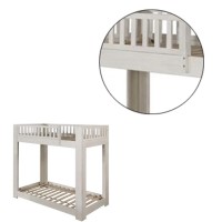 Twin Over Twin Bunk Bed with Wooden Frame, Weathered White