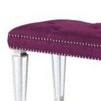 Accent Bench with Tufted Velvet Seat and Mirrored Legs, Purple