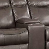 Leather Motion Loveseat with USB Dock and Storage Console, Brown
