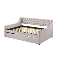 Full Daybed with Sloped Track Arms and Trundle, Gray