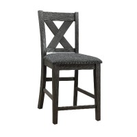 Chair with High X Shaped Back and Nailhead Trim, Brown