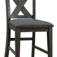 Chair with High X Shaped Back and Nailhead Trim, Brown
