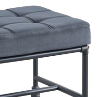 Ottoman with Tufted Velvet Seat and Metal Frame, Gray