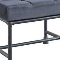 Ottoman with Tufted Velvet Seat and Metal Frame, Gray