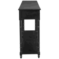 Wooden Console Sofa Table with 4 Spacious Drawers, Black