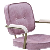 Office Chair with Leather Seat and Button Tufted Back, Pink