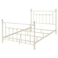 Metal Queen Bed with Spindle Design and Crystal Accents, White