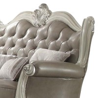 Loveseat with Curved Scroll Back and Nailhead Trim, Gray