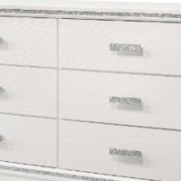 Dresser with 6 Drawers and Shimmer Accent Trim, White