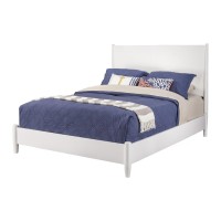 King Platform Bed with Panel Headboard, White