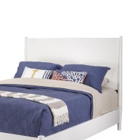 King Platform Bed with Panel Headboard, White