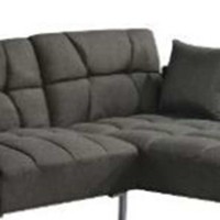 Reversible Sectional Sofa with Adjustable Back and Metal Feet, Gray
