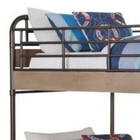 Twin Over Twin Bunk Bed with Trundle and Guardrails, Rustic Brown