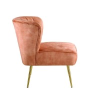 Accent Chair with Curved Tufted Back, Orange and Gold