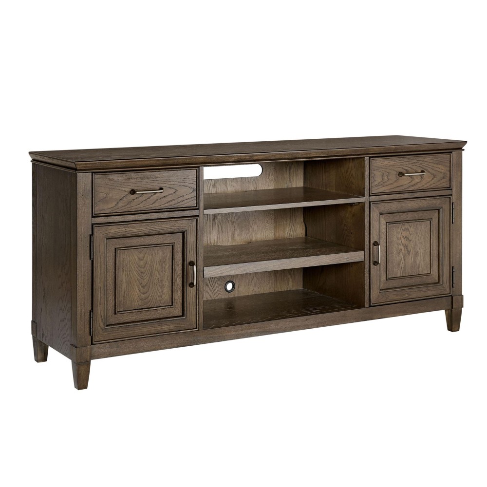 TV Console with 2 Drawers and 2 Doors, Oak Brown