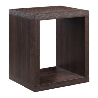 End Table with Wooden Frame and Open Shelf, Walnut Brown