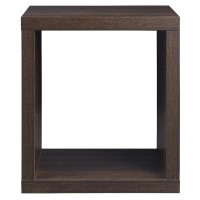 End Table with Wooden Frame and Open Shelf, Walnut Brown