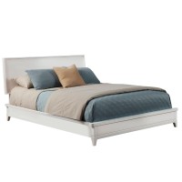 California King Platform Bed with Sleigh Panel Headboard, Off White