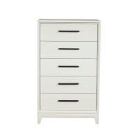 Chest with 5 Drawers and Wooden Frame, Off White