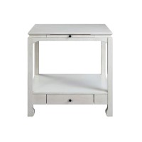 Accent Table with Pull Out Tray and 1 Drawer, Antique White