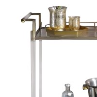2 Tier Serving Cart with Acrylic and Metal Frame, Brass