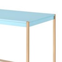 Writing Desk with USB Dock and Metal Legs, Sky Blue and Gold