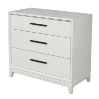 Chest with 3 Drawers and Wooden Frame, Off White