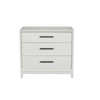 Chest with 3 Drawers and Wooden Frame, Off White