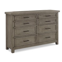 Wooden Dresser with 8 Drawers and Molded Trim, Beige