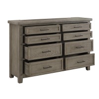 Wooden Dresser with 8 Drawers and Molded Trim, Beige