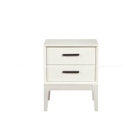Nightstand with 2 Drawers and Wooden Frame, Off White