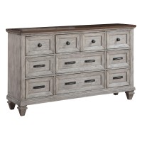 Dresser with 9 Drawers and Jewelry Tray, Cream and Brown