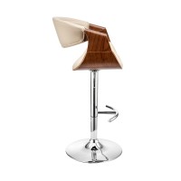 Adjustable Barstool with Faux Leather and Bucket Seat, Brown and Cream