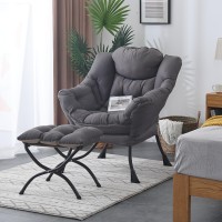 Welnow Lazy Chair With Ottoman Modern Lounge Accent Chair With Armrests And A Side Pocket Leisure Upholstered Sofa Chair Readi