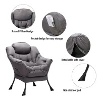 Welnow Lazy Chair With Ottoman Modern Lounge Accent Chair With Armrests And A Side Pocket Leisure Upholstered Sofa Chair Readi