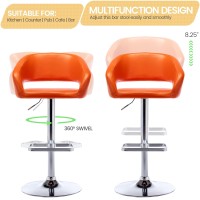 Vogue Furniture Direct Adjustable Bar Stool With Hollow Back And Arms Modern Pu Leather Swivel Barstool Airlift Counter Height