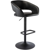 Vogue Furniture Direct Adjustable Bar Stool With Hollow Back And Arms Modern Pu Leather Swivel Barstool Airlift Counter Height