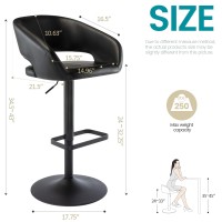 Vogue Furniture Direct Adjustable Bar Stool With Hollow Back And Arms Modern Pu Leather Swivel Barstool Airlift Counter Height